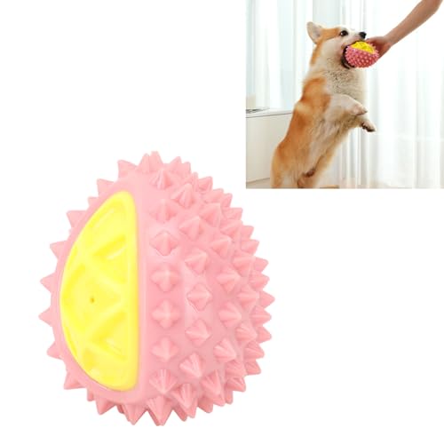 BLSYHDH Kauspielzeug für Hunde, Hundespielzeug, Welpenspielzeug, Durian-förmiger Hundespielzeugball, Interaktiv, TPR, Multifunktional, Reduziert Angstgeräusche, Durian-Hundekauspielzeug,(Rosa) von BLSYHDH
