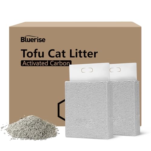 BLUERISE Tofu Katzenstreu, natürliches Katzenstreu, spülbar, schnell klumpend, staubfrei, Geruchskontrolle, Katzenstreu (Aktivkohle, 5,4 kg) von BLUERISE