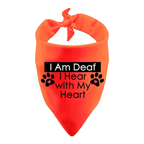 Hundehalstuch, Halstuch, mit Aufschrift "I Am Deaf I Hear with My Heart", für Hunde und Katzen von BLUPARK