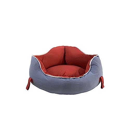 BNCKTRD Beruhigendes Hundebett für Kleine Mittelgroße Hunde und Katzen Gemütliches Katzenbett für den Innenbereich Anti-Angst-Höhlenbett Weiches Kitty-Schlafsofa Rot und Blau 60 x 60 x 40 cm von BNCKTRD