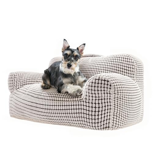 BNCKTRD Modernes Hundesofa für kleine Hunde und Katzen, Super Flauschig Hundecouch Katzensofa Bett Hundebett hoch mit Rückenlehne für kleine Hunde, Katzen und alle kleinen Haustiere Waschbar von BNCKTRD