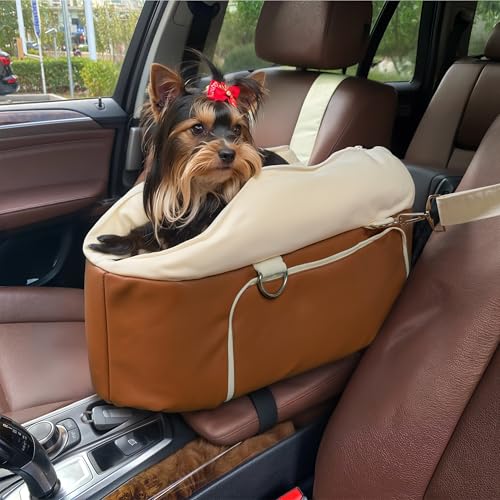 Wasserdicht Hunde Autositz Mittelkonsole für Kleine Hunde Schaumstoff Hundekorb Hundebett Auto unter 6 kg, Hundesitz Tragbare Kleine Hundeautositz für den Beifahrersitz Vordersitz Hundesitz von BNCKTRD