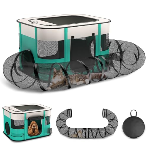 Upgrade Outdoor Katzengehege, Outdoor Katzenlaufstall Geschlossen, Tragbares Catio Outdoor Katzenzelt mit Tunnel für Indoor-Katzen, Kleintiere und Welpen von BNISE