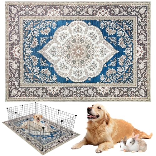 BNOSDM 200 x 139 cm große Hunde-Laufgittermatte, wiederverwendbar, Bodenschutz, waschbar, rutschfest, Hundetrainingsmatte für Hund, Katze, Kaninchenkiste, Käfig und Zwinger von BNOSDM