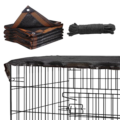 BNOSDM 4 x 3 m große Abdeckung für Hundehütte, Schattenplane, Sonnenschutz, Stoffnetz mit Ösen und Seil, für Outdoor-Haustier, großes Haus, Kiste, Laufstall, Hühnerstall, Schwarz von BNOSDM