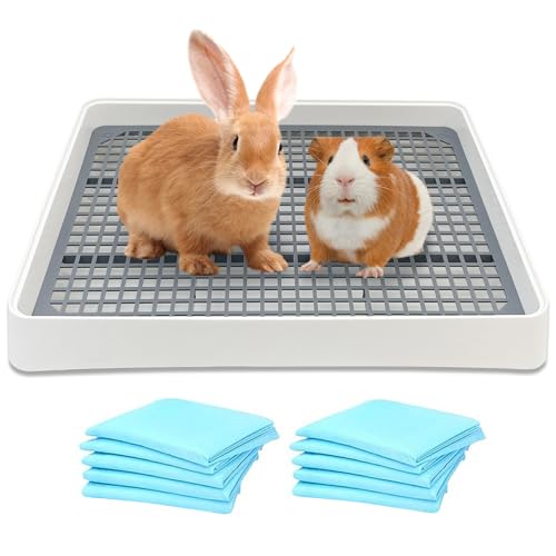 BNOSDM Bunny Katzentoilette für Käfig Rechteckige Kleintier-Töpfchenkisten mit Gitter, ideal für kleine Kaninchen, Meerschweinchen, Frettchen, Chinchillas (S) von BNOSDM