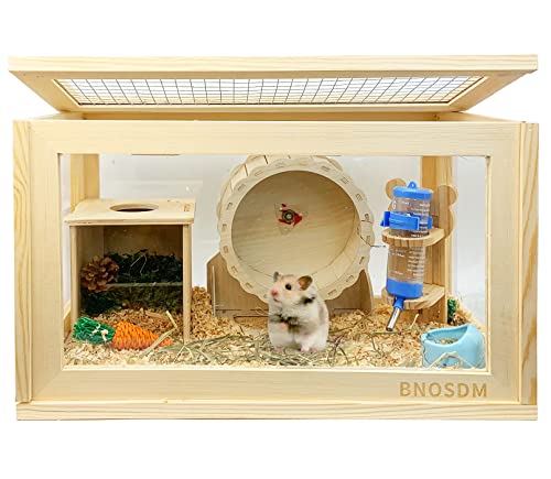 BNOSDM Hamsterkäfig und Lebensräume aus Holz, transparent, Kleintierkäfige mit Belüftung oben, Syrischer Zwerghamster, Mäusestall, Übung, Spielhaus von BNOSDM