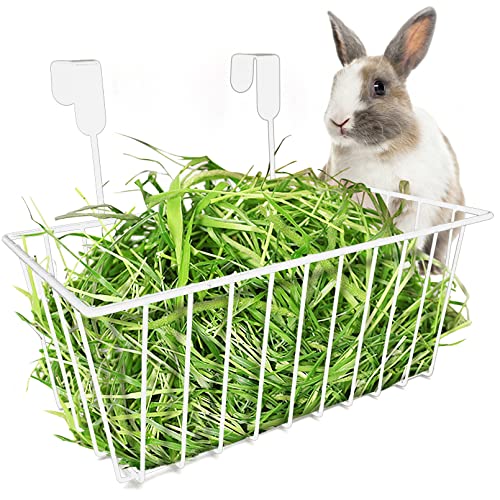 BNOSDM Kaninchen Heu Feeder für Käfig Bunny Heu Halter Hängende Meerschweinchen Heuraufe Metall für Kaninchen Hasen Meerschweinchen Chinchillas (Weiß) von BNOSDM