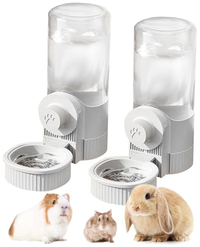 ​BNOSDM Wasserspender für Kaninchen, Schwerkraft-Frettchenkäfig-Wasserflasche, hängende Kaninchenbewässerung für Chinchillas, Hamster, Frettchen, Eichhörnchen, 2 Stück (Grau) von BNOSDM