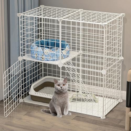 BNOSDM Katzenkäfig für den Innenbereich, Abnehmbarer Metall-Kleintierkäfig, DIY-Design, Kätzchen-Laufstall für Haustiere, Welpen, Frettchen, Kaninchen, Igel, Meerschweinchen von BNOSDM