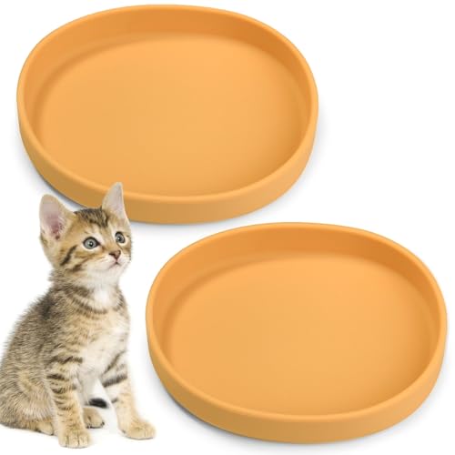 BNOSDM Katzennapf aus Silikon, rutschfest, für Trockenfutter und Nassfutter, flache Entlastung, Schnurrhaar, Müdigkeit, Haustiernäpfe, Teller-Set für Kätzchen, kleine Katzen und Hunde, 2 Stück von BNOSDM