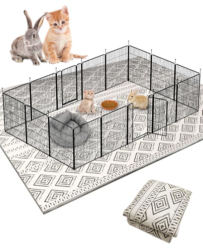 BNOSDM Waschbare Kaninchenkäfig-Einlagen, großer Teppich für Kaninchen, große rutschfeste Unterlage für Kaninchen, wiederverwendbar, für Chinchillas, Katzen, Meerschweinchen, Frettchen, Hunde, Schwarz von BNOSDM