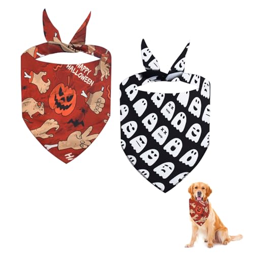 2 Stück Halloween Hunde Dreiecks Halstuch,Halloween Halsdreiecke Hundehalstücher,Hundehalstuch Dreieckstuch,Hund Bandana, Welpen Halstuch,Haustier Halstuch,Hunde und Katze Halloween kostüm (Stil A) von BNOYONERAS