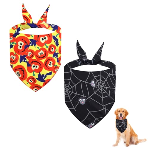 2 Stück Halloween Hunde Dreiecks Halstuch,Halloween Halsdreiecke Hundehalstücher,Hundehalstuch Dreieckstuch,Hund Bandana, Welpen Halstuch,Haustier Halstuch,Hunde und Katze Halloween kostüm (Stil B) von BNOYONERAS