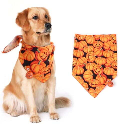 Halloween Hunde Bandana Halloween Dreieckstuch Halloween Kürbis Hund Bandanas Hund Bandana Schal Haustier Dreieck Lätzchen Hunde und Katze Halloween Kostüm Halloween Motto Partyzubehör (Orange) von BNOYONERAS