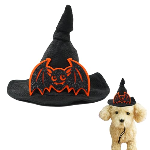 Hund Katze Hexenhut Dekorationen,Hundemütze Im Halloween-Stil,Haustier-Halloween-Hut,Hexenhut Welpe Katze Halloween,Zaubererhut Hunde Katzen Halloween,Halloween Haustierhüte (Stil B) von BNOYONERAS