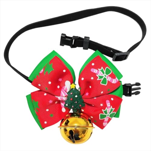 Weihnachten Haustier Halsband Weihnachten Hundehalsband Hundehalsband mit Schleife Christmas Hundehalsband mit Glocke Verstellbare Halsband Geschenk für Klein Mittlere Hunde Katzen Welpen M (Color 1) von BNOYONERAS