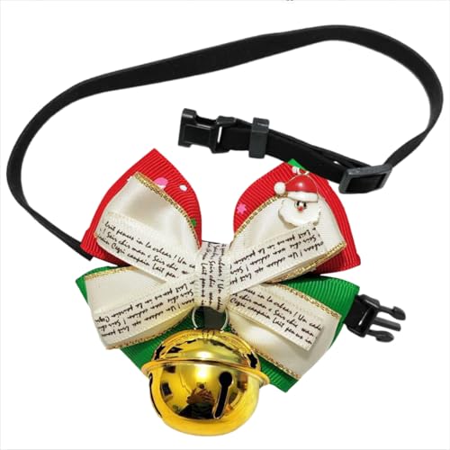 Weihnachten Haustier Halsband Weihnachten Hundehalsband Hundehalsband mit Schleife Christmas Hundehalsband mit Glocke Verstellbare Halsband Geschenk für Klein Mittlere Hunde Katzen Welpen M (Color 2) von BNOYONERAS