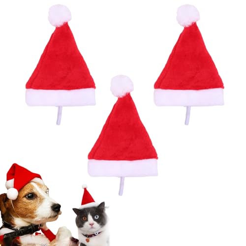 Weihnachtsmütze für Hunde, Weihnachtsmannmütze, Katze, Weihnachtsmannmütze, klassische rote Weihnachtsmütze mit Gummiband, weiche Haustier-Weihnachtsmannmütze, Haustier-Foto-Requisiten für von BNOYONERAS