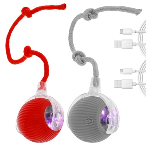 2PCS Interaktives Hundespielzeug Ball mit Schnur, Hundeball Elektrisch, Interaktiver Ball für Hunde, Rolling Ball Hund, Magie-Ball Hund, Hundespielzeug Elektrisch mit USB Aufladbar für Katzen Hunde von BOBASH