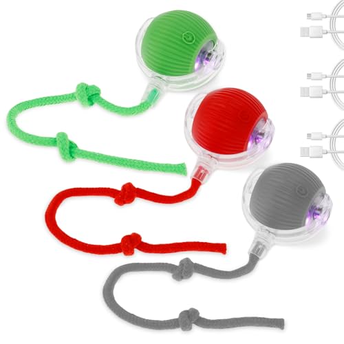 3 PCS Interaktives Hundespielzeug Ball mit Schnur, Hundeball Elektrisch, Interaktiver Ball für Hunde, Rolling Ball Hund, Magie-Ball Hund, Hundespielzeug Elektrisch mit USB Aufladbar für Katzen Hunde von BOBASH