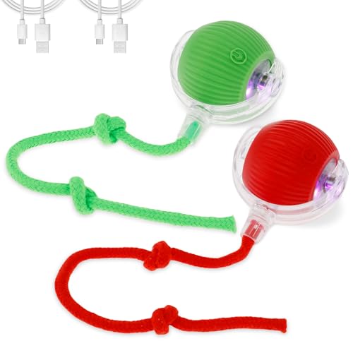 2PCS Interaktives Hundespielzeug Ball mit Schnur, Hundeball Elektrisch, Interaktiver Ball für Hunde, Rolling Ball Hund, Magie-Ball Hund, Hundespielzeug Elektrisch mit USB Aufladbar für Katzen Hunde von BOBASH