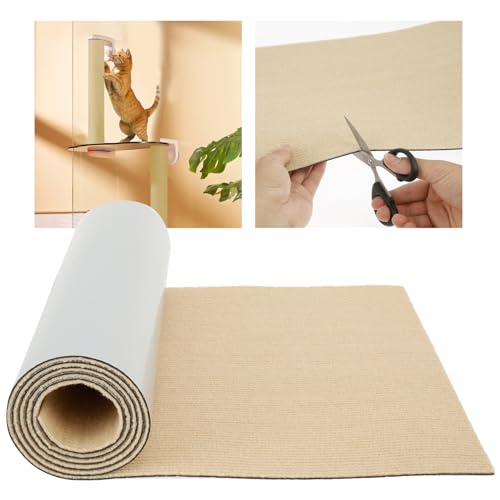 Selbstklebend Kratzteppich Katze Wand, Katze Kratzschutz, 40 * 200cm, DIY Trimmbarer, Kratzmatte für Katzen, Cathpetic Kratzmatte Selbstkleben, Kratzmatte Katze, Kratzbretter Katze Wand (Khaki) von BOBASH