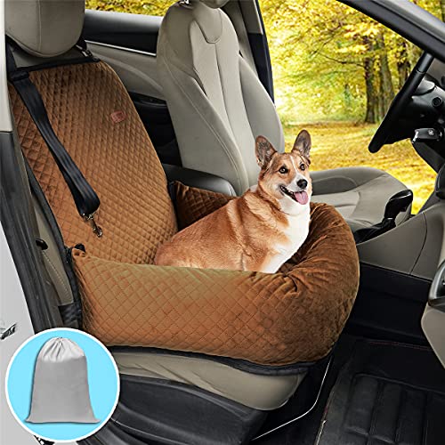 BCOCHAO Hunde-Autositz, Haustier-Sitzerhöhung, Sicherheits-Autositz, der Hundesitz ist sicher und bequem und kann zur einfachen Reinigung zerlegt Werden (braun) von BCOCHAO