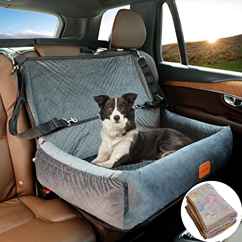 Hundeautositz für große/mittelgroße Hunde,Hundeauto-Reisebett,bequem und sicher;Mehrzweck-Design–kann in EIN Hundebett oder EIN Hundesofakissen umgewandelt Werden (Hunde autositz-XL-Grau) von BOCHAO