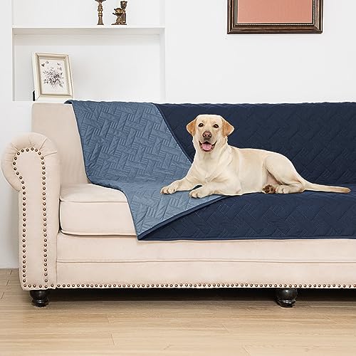 Hundebettbezug für Haustiere, Decken, Teppich-Pads für Couch, Schutz, wasserdichte Bettbezüge, Hundedecke, Möbelschutz, wiederverwendbare Wickelunterlage (Marineblau + Steinblau, 132,1 x 208,3 cm) von BOCTOPUG