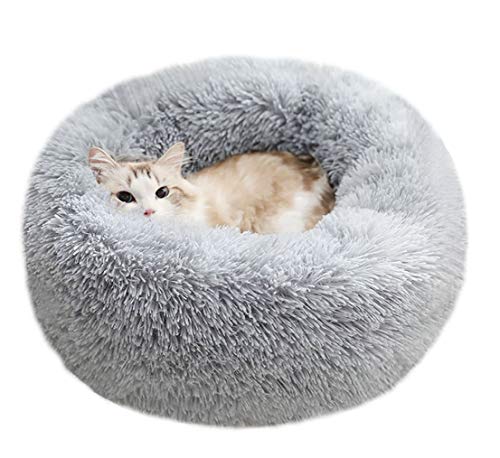 BODISEINT Beruhigendes Hundebett & Katzenbett, bequemes Donut-Kuschelbett, rundes Plüsch-Haustierbett von BODISEINT