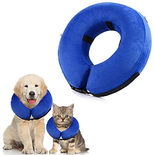 BOENTA Aufblasbar Halsband für Haustier Trichter Hund Einstellbare Haustiere Kegel Recovery Collar Cone für Wunden Bequemer Haustier-Kragen-Kegel Blue,l von BOENTA