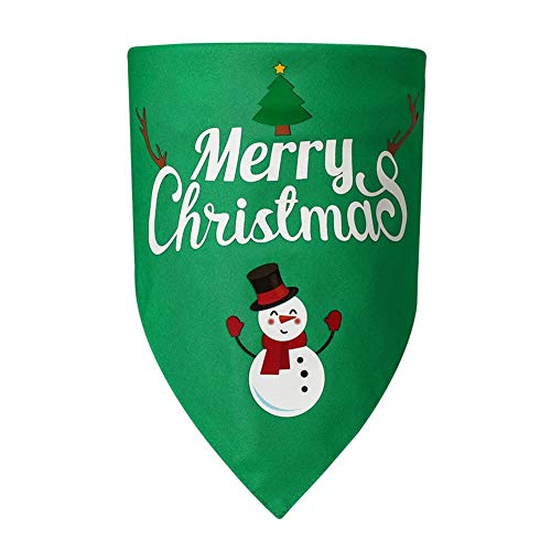 BOENTA Hunde halstücher Halstuch Hund Hundezubehör für kleine Hunde Weihnachten Katze Bandana Kragen Weihnachten Hund Bandana Dreieck Hund Bandana 70X48,Green Snowman von BOENTA