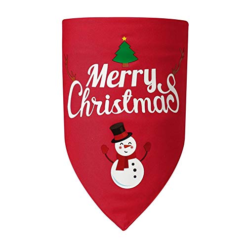 BOENTA Hunde halstücher Halstuch Hund Hundezubehör für kleine Hunde Weihnachten Katze Bandana Kragen Weihnachten Hund Bandana Dreieck Hund Bandana 70X48,red Snowman von BOENTA