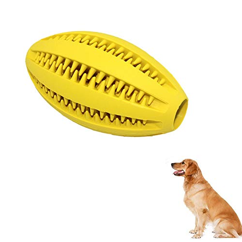 BOENTA Hundeball Kleine Hunde Hunde Interaktives Spielzeug Tiernahrung Ball Dispenser Hundegummibälle Spender Pet Feeder Ball Hundekugeln Tough Yellow von BOENTA