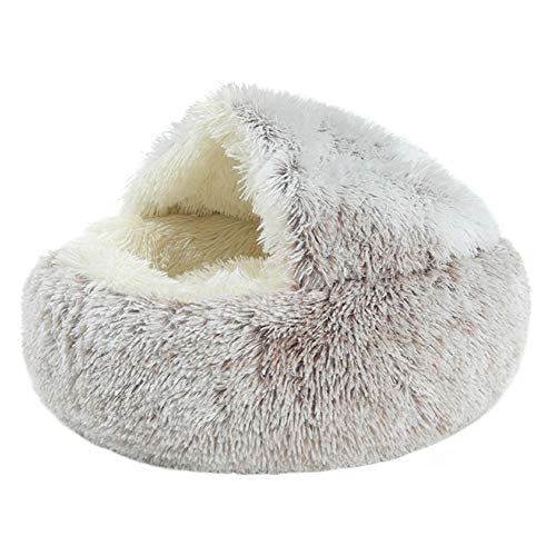 BOENTA Hundebett Hundehaus Für Drinnen Katzenschlafsack Luxus Hundebett Haustiernest Günstige Hundebetten Hundeschlafsäcke Hundehöhlenbett 50X50, Coffee Plush von BOENTA