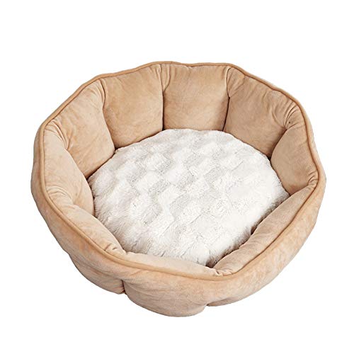 BOENTA Hundehaus Für Drinnen Katzenhöhle Hundeschlafsäcke Hundekomfortbett Flauschiges Hundebett Haustierhöhle Flauschiges Katzenbett Hundebett 49X55,beige von BOENTA