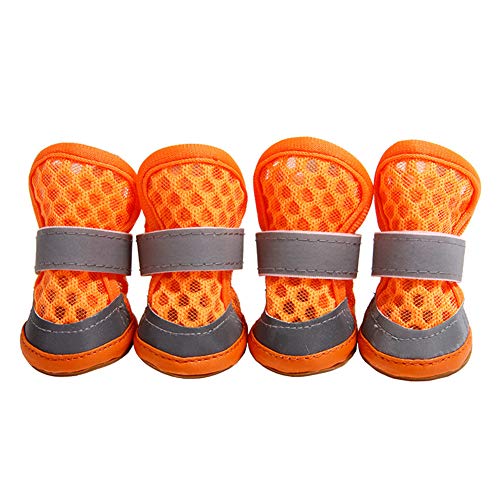 BOENTA Hundeschuhe Hundesocken Pfotenschutz Hund Hundepfotenschutz Hundesocken rutschfeste Hundesocken Hundestiefel Für Verletzte Pfoten Wasserdicht Hund Regenstiefel orange,#4 von BOENTA