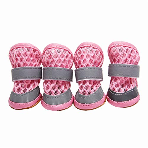 BOENTA Hundeschuhe Hundesocken Pfotenschutz Hund Hundepfotenschutz Hundesocken rutschfeste Hundesocken Hundestiefel Für Verletzte Pfoten Wasserdicht Hund Regenstiefel pink,#1 von BOENTA