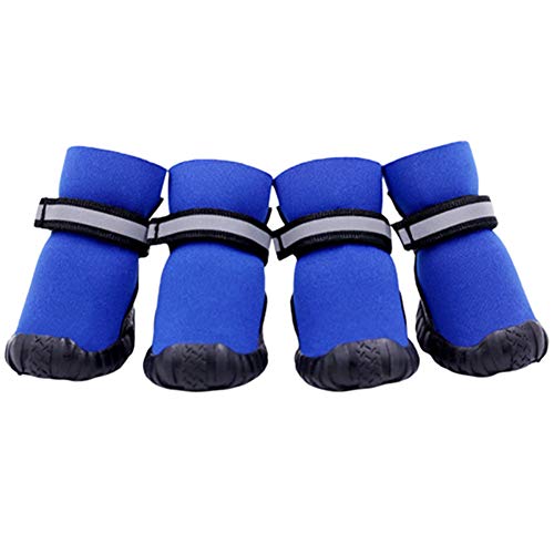 BOENTA Hundeschuhe Hundestiefel Pfotenschutz Hund Hitze Haustierstiefel Hund Regenstiefel Hundestiefel Für Verletzte Pfoten Wasserdicht Hundeschuhe rutschfest Blue,#1 von BOENTA