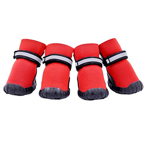 BOENTA Hundeschuhe Hundestiefel Pfotenschutz Hund Hitze Haustierstiefel Hund Regenstiefel Hundestiefel Für Verletzte Pfoten Wasserdicht Hundeschuhe rutschfest red,#1 von BOENTA