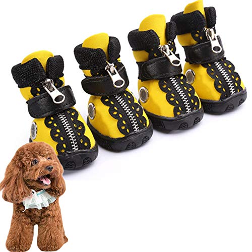 BOENTA Hundeschuhe Pfotenschutz Für Hunde Wasserdicht Hundeschuhe Sommer Hundeschuhe rutschfeste Hundesocken Hundepfotenschutz Hundeschuhe Für Große Hunde Yellow,#3 von BOENTA