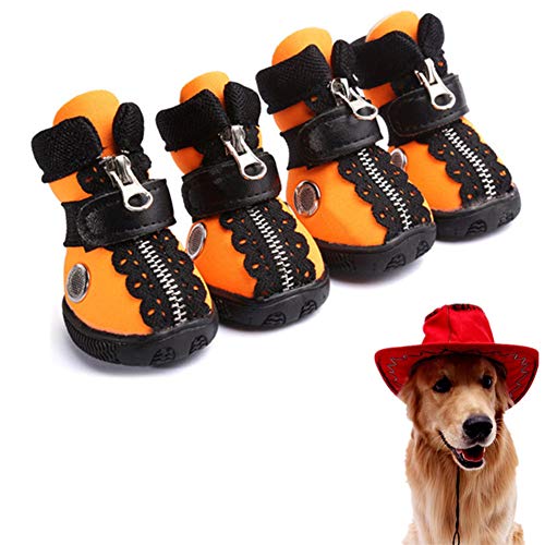 BOENTA Hundeschuhe Pfotenschutz Für Hunde Wasserdicht Hundeschuhe Sommer Hundeschuhe rutschfeste Hundesocken Hundepfotenschutz Hundeschuhe Für Große Hunde orange,#2 von BOENTA