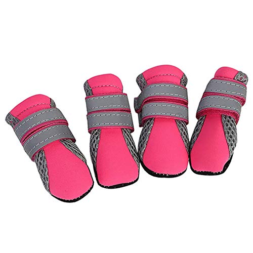 BOENTA Hundeschuhe Pfotenschutz Für Hunde Wasserdicht Pfotenschutz Hund Hundeschuhe rutschfest Haustierstiefel Hund Regenstiefel Hundeschuhe rutschfeste Hundesocken pink,XL von BOENTA