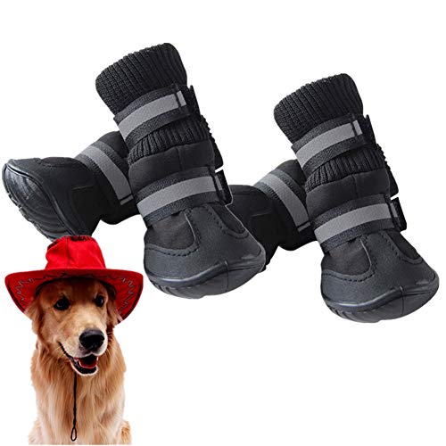 BOENTA Hundeschuhe Pfotenschutz Hund Hitze Hundeschuhe Sommer Hundesocken Hundestiefel Für Verletzte Pfoten Wasserdicht Hundeschuhe rutschfest Hund Regenstiefel Black,XL von BOENTA