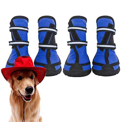 BOENTA Hundeschuhe Pfotenschutz Hund Hitze Hundeschuhe Sommer rutschfeste Hundesocken Hundeschuhe Hund Regenstiefel Hundestiefel Für Verletzte Pfoten Wasserdicht Blue,XXL von BOENTA