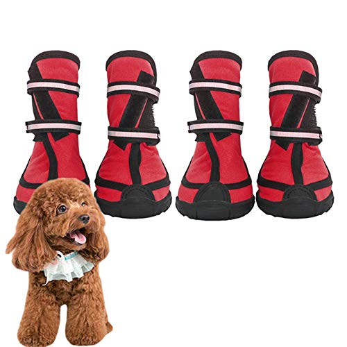 BOENTA Hundeschuhe Pfotenschutz Hund Hitze Hundeschuhe Sommer rutschfeste Hundesocken Hundeschuhe Hund Regenstiefel Hundestiefel Für Verletzte Pfoten Wasserdicht red,XL von BOENTA