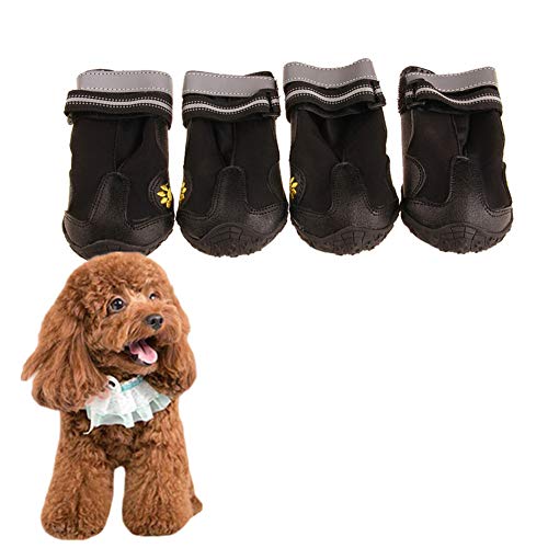 BOENTA Hundeschuhe Pfotenschutz Hundeschuhe Wasserdicht Hundesocken Hundeschuhe Hundepfotenschutz Hundeschuhe rutschfest Hundeschuhe für große Hunde Black,#1 von BOENTA