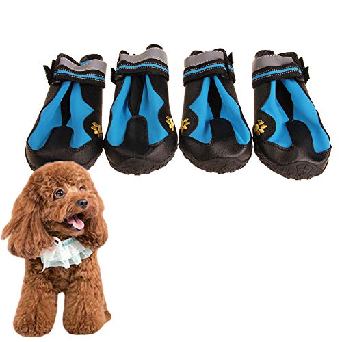 BOENTA Hundeschuhe Pfotenschutz Hundeschuhe Wasserdicht Hundesocken Hundeschuhe Hundepfotenschutz Hundeschuhe rutschfest Hundeschuhe für große Hunde Blue,#1 von BOENTA