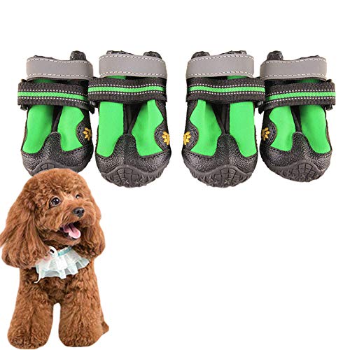 BOENTA Hundeschuhe Pfotenschutz Hundeschuhe Wasserdicht Hundesocken Hundeschuhe Hundepfotenschutz Hundeschuhe rutschfest Hundeschuhe für große Hunde Green,#3 von BOENTA